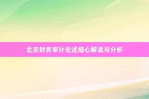 北京财务审计论述细心解读与分析